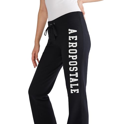 AEROPOSTALE Women's Aero Logo Fit and Flare Sweatpants - Small Dark Black