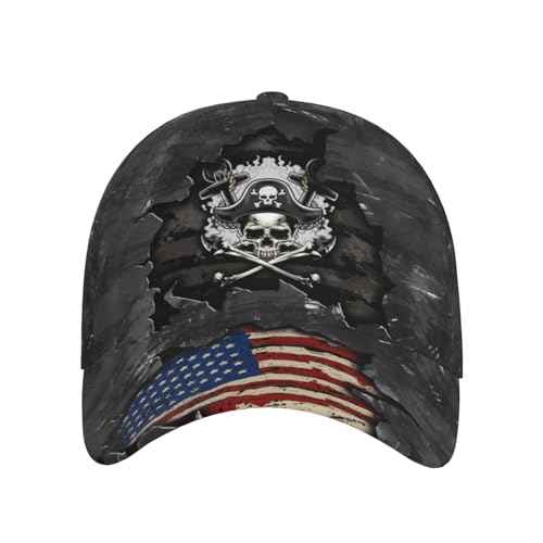 THE PIRATE KING Anime Pirate Captain Baseball Cap Skull Print Hat Halloween Baseball Cap Adjustable for Men and Women