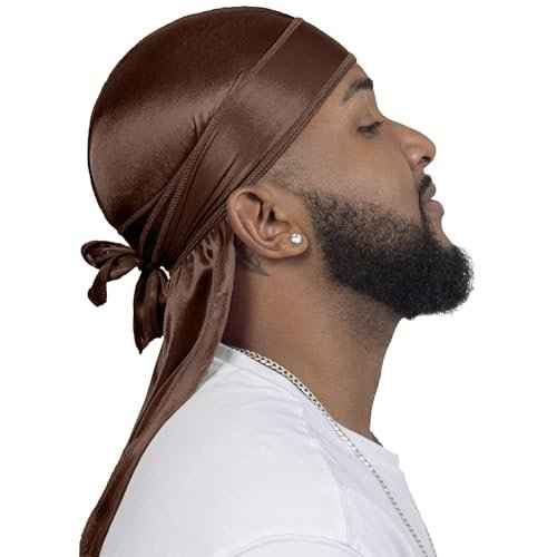 4PCS Silky Durags for Men Women 360 Waves with 1 Wave Cap, Silky Satin Durag Extra Long Tails