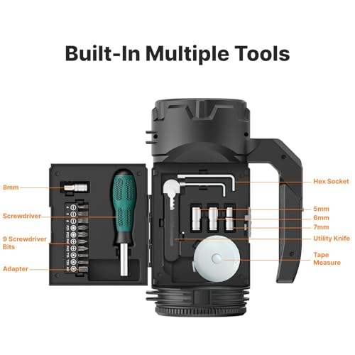 Rechargeable Camping Lantern with Multi-Tool Flashlight Gray/Black - 983LM