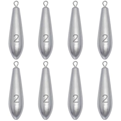 Fishing Weights Sinkers - 2 Ounce Drop Shot Lead Weights for Bass Fishing - 8 Pack