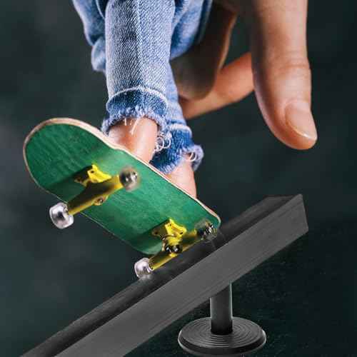 10" Fingerboard Rail-Heavy-Duty Aluminum Alloy Fingerboard Obstacle with Stabilizing Discs & Non-Slip Base, DIY Mini Skatepark Accessory for Fingerboard Players, Custom Cityscape Builders Black