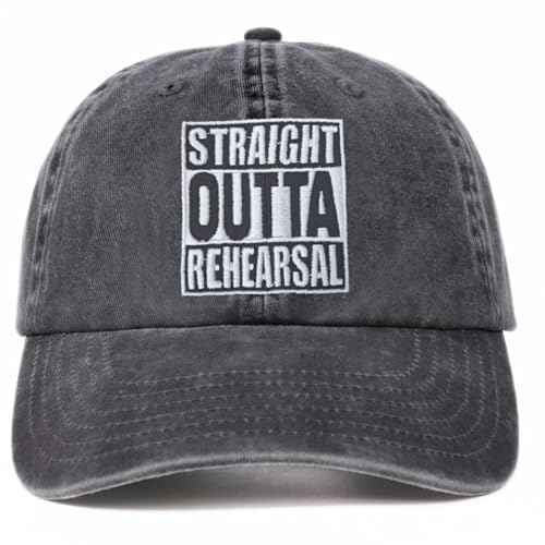 InnoBeta Actors Gifts Cap, Funny Adjustable Embroidered Hat Gifts for Theater Actress on Birthday, Christmas, Straight Outta Rehearsal Grey