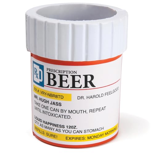 Funny Prescription Pill Bottle Beer Cooler - Soft Sided Drink Holder for Cans & Bottles