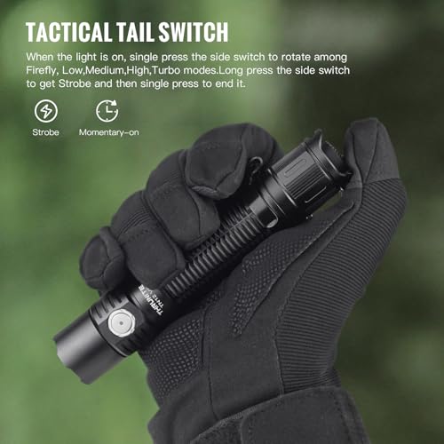 ThruNite TN12 V6 Rechargeable Tactical Flashlight Black Cool White - 1950 Lumens, 259m Beam, USB-C, Waterproof, Pocket EDC