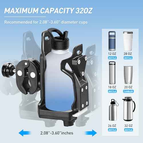 Frokom Motorcycle ATV Cup Holder, Universal Water Bottle Holder with 0.5¡±- 1.57¡± Metal Clamp, Upgraded Drink Holder for Motorcycle Bike Baby Stroller Wheelchair Golf Push Cart Marine Boat Tractor