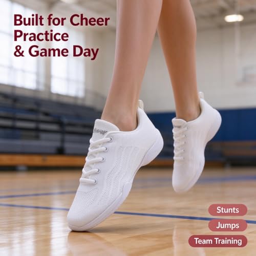 White Cheer Shoes for Girls & Women - Breathable Soft Cheerleading Sneakers - Little Kid 3 - HWJHMX