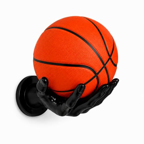 OMXNAQZ Single Black Wall Mount Basketball & Soccer Ball Holder