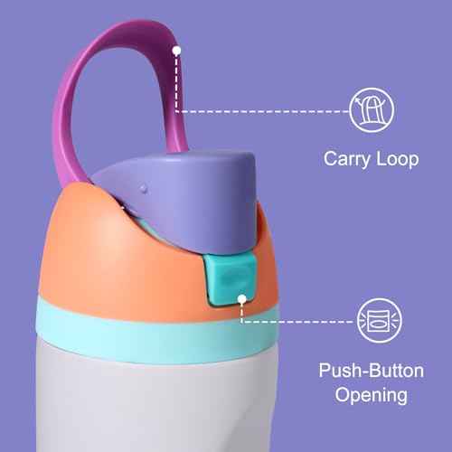 Replacement Lid for Owala Freesip, Compatible with Owala Cup 16oz 24oz 32oz 40oz, One Button Water Bottle Top Lid for Owala Freesip, Leakproof, BPA-Free, Orange-Purple