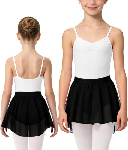 Girls Ballet Skirt Toddler Chiffon Dance Skirt - 4-6 Years, Black & Pink
