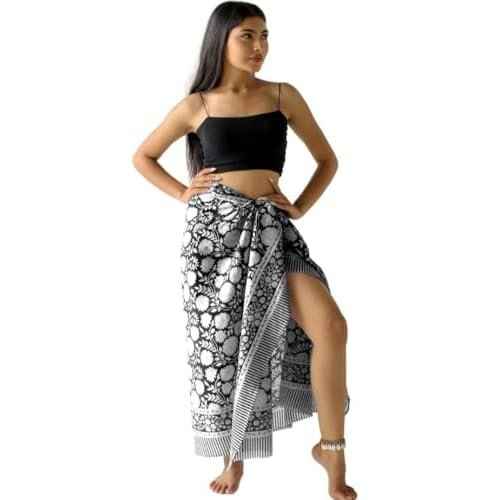 100% Cotton Sarong Coverup for Women Indian Hand Block Print Swimsuit Pareo Wrap Skirt Beach Bikini Cover Up Long (73" x 43")