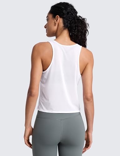 Mesh Racerback Tank Top for Yoga & Workout - Lightweight Breathable Exercise Top - Small White