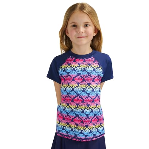 Girls' UPF 50+ Short Sleeve Sun Tee Rash Guard Shirt - Small Deep Sea Navy