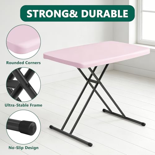 Pink Granite 30 Inch Adjustable Folding Table - Heavy Duty Utility Desk