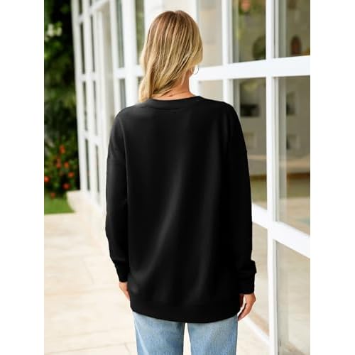 Glamaker Women's Long Sleeve V Neck Sweatshirt Air Essentials Soft Loose Pullover Sweatshirts