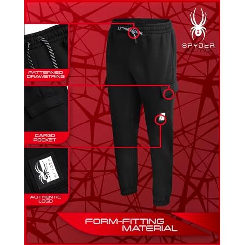 Spyder Mens Cargo Joggers - Soft Poly Fleece Mens Sweatpants with Pockets and Drawcord Waistband for Jogging Hiking Workout