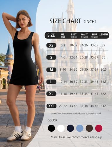 Women's Athletic Tennis Dress with Built-In Shorts and Pockets - Medium Black