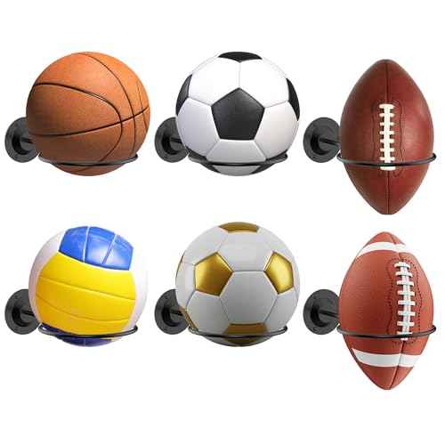 Basketball & Sports Ball Holder - Wall Mount Display Storage for Basketball, Soccer, Volleyball, Football, Rugby