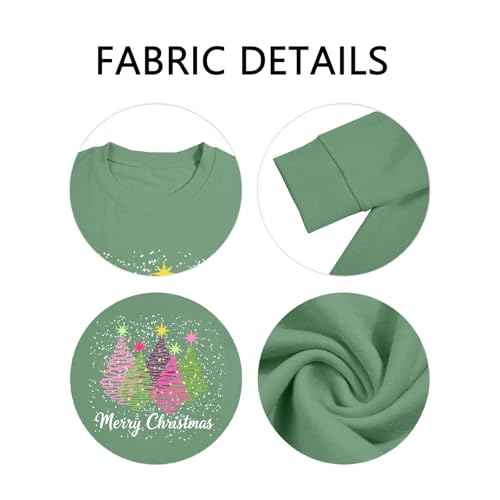 Christmas Sweatshirts for Women Christmas Tree Long Sleeve Shirt Merry Xmas Holiday Sequin Pullover Tops