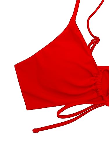 Meetall Women’s High-Cut Bikini Set - Maroon Red, Medium - 2 Piece