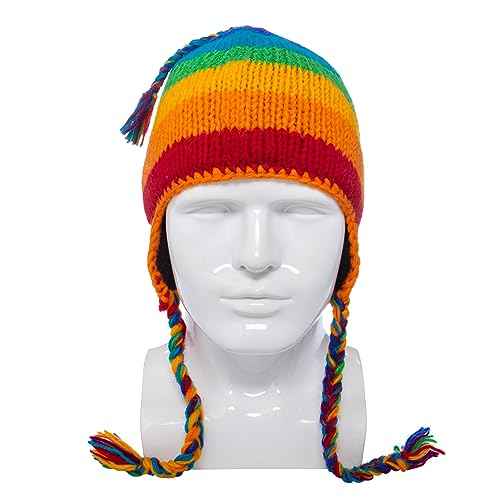 Hand Knit Sherpa Hat with Micro Fleece Lining and Eclectic Patterns, Handmade Winter Toque, Christmas Beanie, Made in Nepal