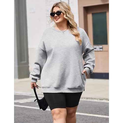 IN'VOLAND Womens Plus Size Sweatshirts Long Sleeve Fleece Soft Fall Winter Crew Neck Pullover Tops with Pockets 2025