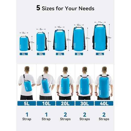 HEETA Waterproof Dry Bag for Women Men(Upgraded Version) 5L/10L/20L/30L/40L Roll Top Lightweight Dry Storage Bag Backpack with Emergency Whistle for Travel, Swimming, Boating, Kayaking, Camping, Beach