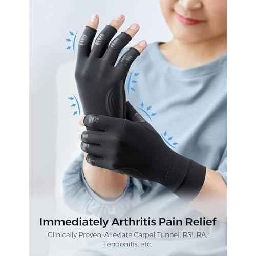 FREETOO Copper Arthritis Gloves for Pain Relief, Strengthen Compression Gloves to Alleviate Hand Pains,Swelling, Fingerless Computer Typing Gloves for Rheumatoid, Tendonitis Women/Men S-Size