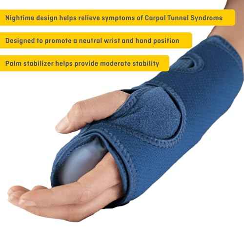 Futuro Night Wrist Sleep Support Brace, Adjustable Nighttime Splint for Carpal Tunnel Relief, Cushioned Beads and Removable Stabilizer, Fits Left or Right Hand (3-Pack)