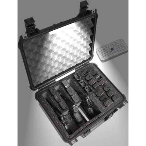Case Club 3 Pistol & Accessory & Up to 23 Magazines Pre-Cut Waterproof Case with Silica Gel to Help Prevent Gun Rust (Gen 2)