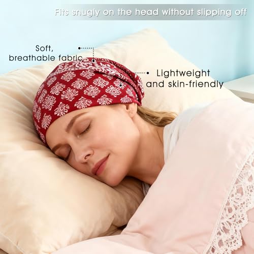 Bohemian Beanie Hat with Cashew Flower Style - Stretchy Non-Slip Headwear for Women and Men