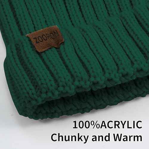 ZOORON Womens Winter Knitted Beanie Hat with Faux Fur Pom Beanie Warm Knit Skull Cap Beanie for Women