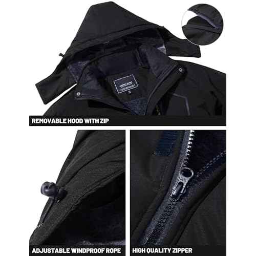 TACVASEN Men's Winter Skiing Jackets Water Resistant Fleece Coats Insulated Thermal Snowboard Jacket Parka Raincoat with Hood