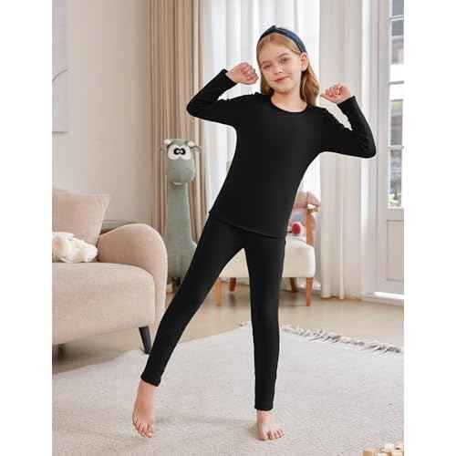 Arshiner Girls Thermal Underwear Set Long Johns Cold Weather Kids Base Layer Top Bottom
