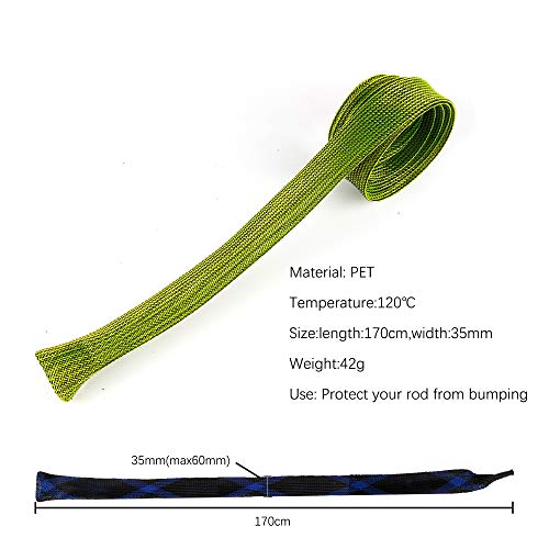 7 Feet Fishing Rod Sleeve Cover Braided Mesh Pole Protector for Casting & Spinning