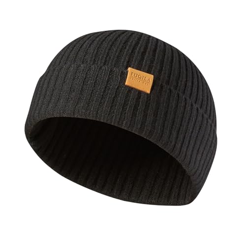 100% Merino Wool Fisherman Beanie Hat, Unisex Warm Winter Hats, Soft Breathable Knitted Short Cuffed Cap