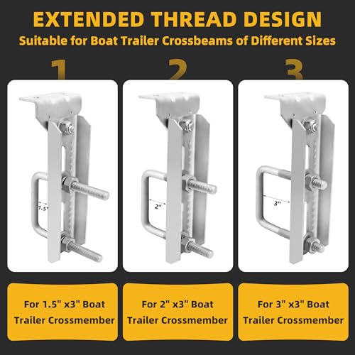 8-Inch Galvanized Boat Trailer Bunk Brackets with Swivel Top - Fits 3" Crossmembers