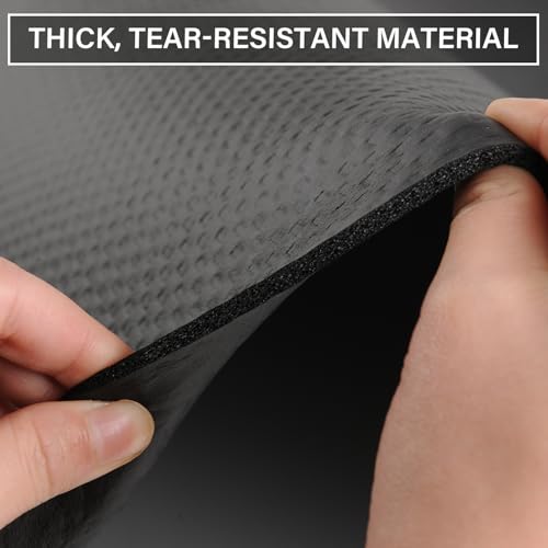 96 x 30 Inch Exercise Equipment Floor Mat for Rowing Treadmill & Bike - Durable Rubber, Vibration Absorbing, with Storage Bag and Towel