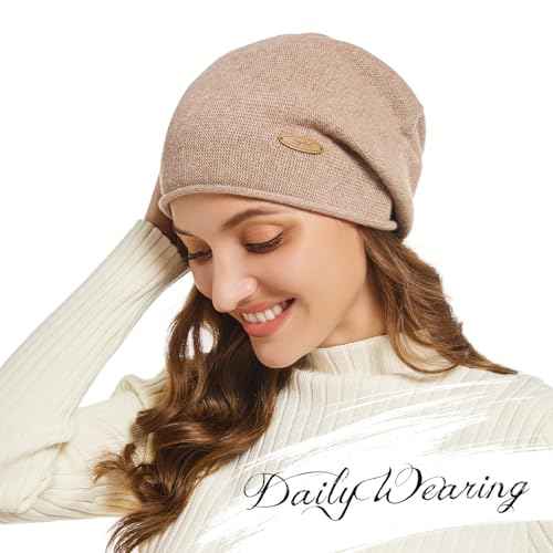 Slouchy Knit Beanie Hats for Women Winter Warm Cashmere Knitted Wool Hats Soft Ski Cap Ladies Beanies Chemo Hat