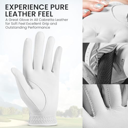 Women's Golf Glove with Bling Ball Marker - Left Hand, White, Medium