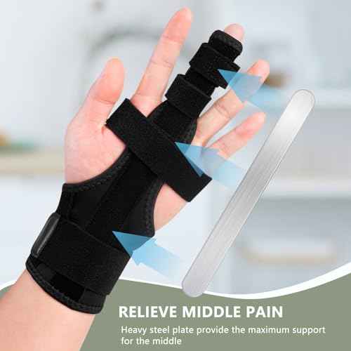 Finger Splint for Middle Finger, Trigger Finger Splint Wrist Support Brace, Straightening Immobilizer -Adjustable Removable straps for Left or Right Hand