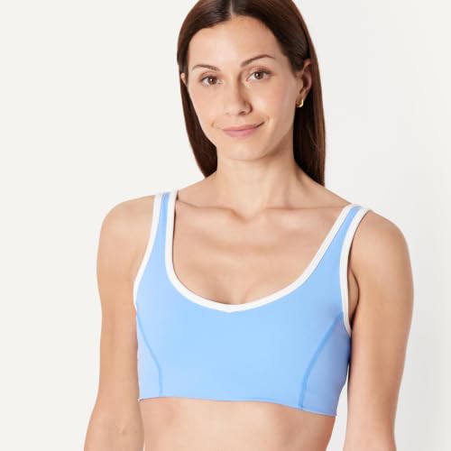Women's Active Support Sports Bra with Removable Cups - Light Blue/White, Small