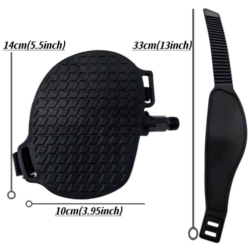Pro Spin Bike Pedals with Adjustable PVC Straps - Black B, 9/16" Spindle, Heavy Duty