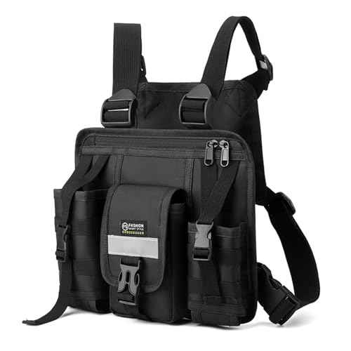 LUITON Radio Chest Harness with Reflective Strips Shoulder Holster Radio Vest Holder Two Way Radio Vest Rig Walkie Talkie Case