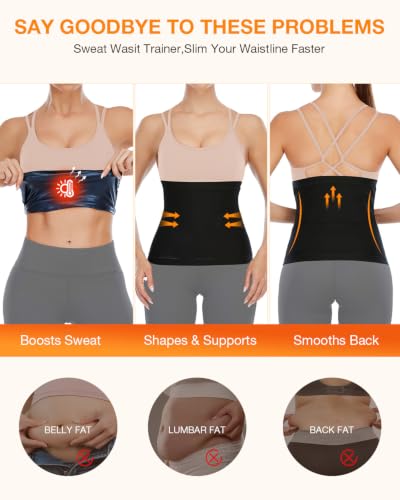 Large Blue Sauna Suit Waist Trimmer Belt for Women Belly Fat Slimming Workout