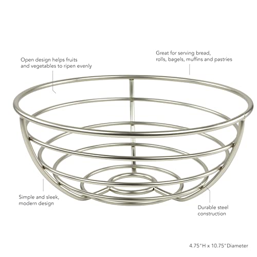 Euro Satin Nickel Fruit Bowl - Open Wire Design for Kitchen Countertop
