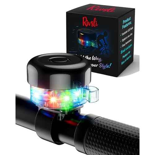 Bike Bell for Kids & Adults, LED Light Up Bike Bell Loud Crisp Sound Bicycle Bell with 3 Lighting Mode, Rechargeable Adjustable Strap Bike Accessories Fits Most City Bike Mountain Bike Children's Bike