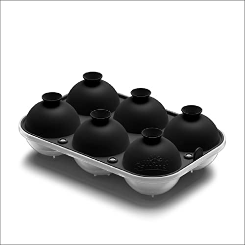 Large Ice Sphere Maker with Lid - 6 x 2.5 Inch BPA-Free Silicone Ice Trays Black