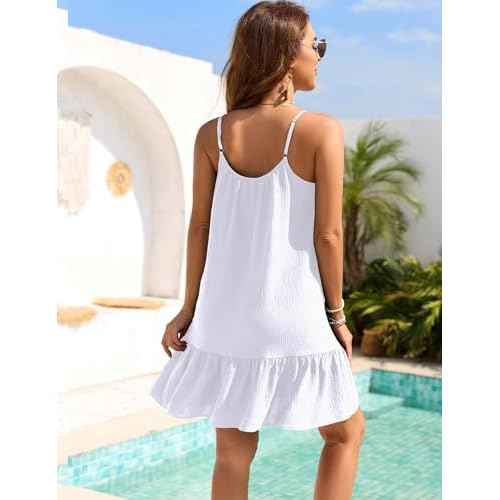 Halife Swimsuit Coverup for Women 2025 Vacation Beach Cover Ups Spaghetti Straps Bathing Suit Cover Up Sundress