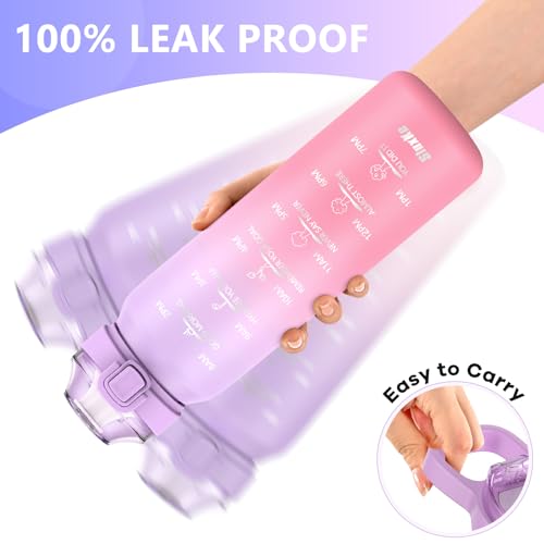 Purple Pink 32oz Double Wall Insulated Water Bottle with Handle - BPA Free, Leakproof, Travel-Friendly